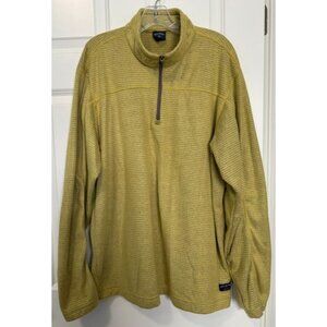 Bill's Khakis 1/4 Zip Fleece Pullover Top Lime Green/Yellow Stripe Men's XXL